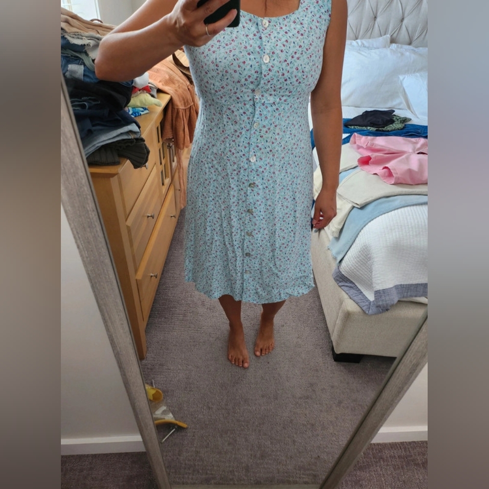 Robbie Bee Light Blue Floral Midi Dress